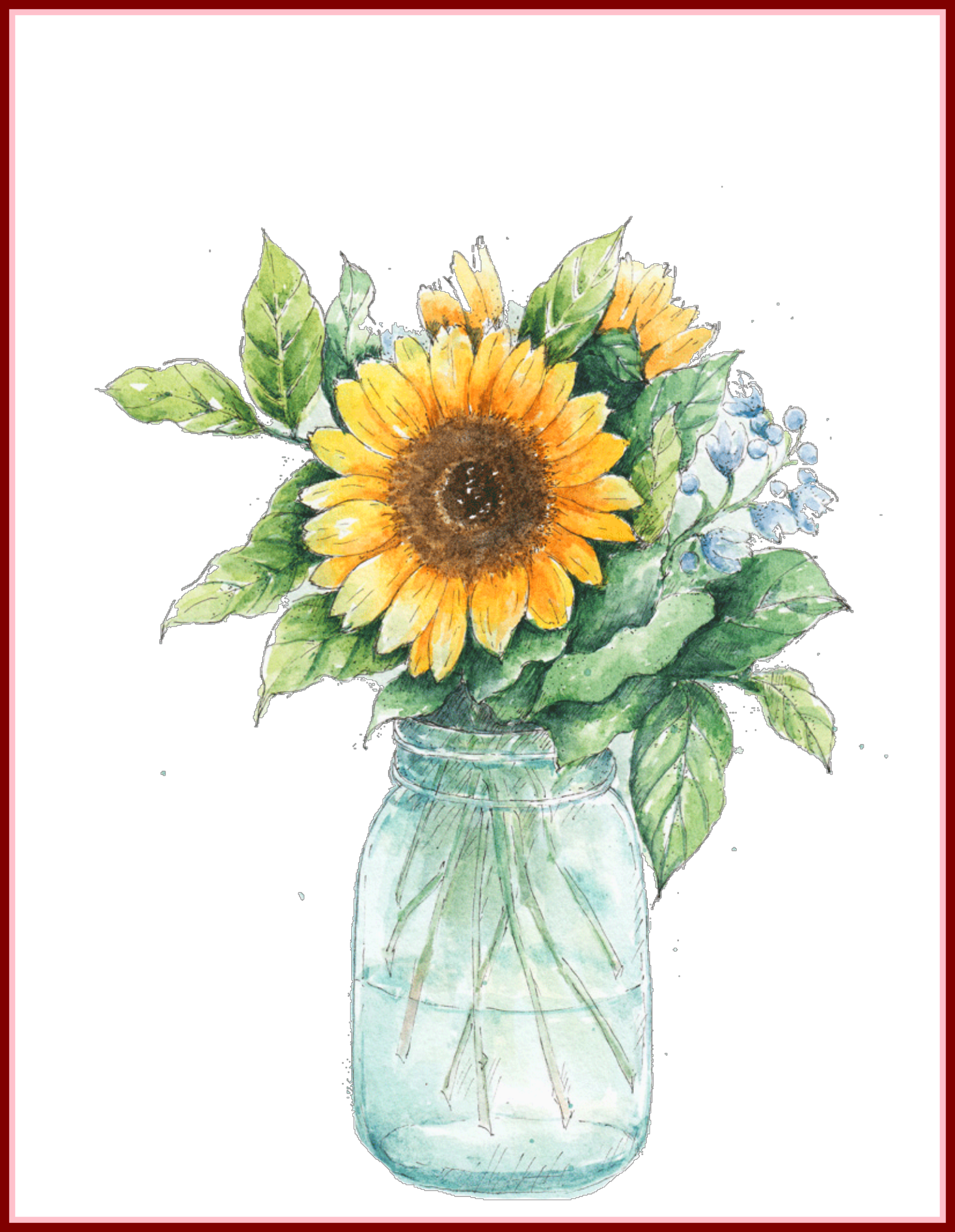Appealing Ftestickers Sunflower Masonjar Pics Of In (1588x2049), Png Download
