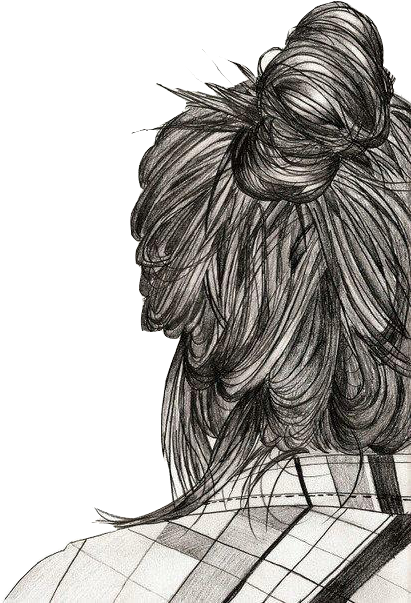 Girl, Cute And Hair Image On We Heart It - Messy Bun Sketch Girl Drawing (500x716), Png Download