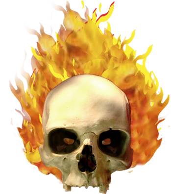 28 Collection Of Skeleton Head Clipart Png - Skull On Fire Png (370x413), Png Download