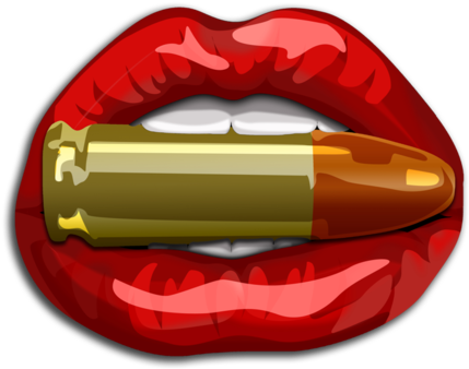 Biting The Bullet Fabric By Hi D4433 On Spoonflower - Lips Biting A Bullet (470x403), Png Download