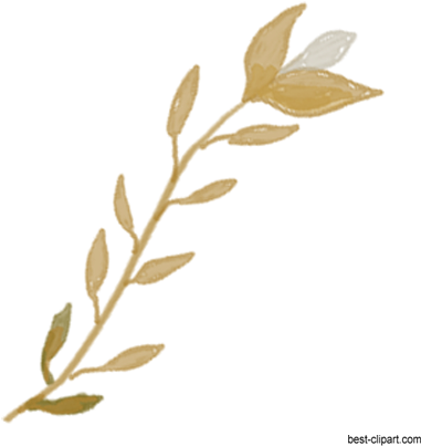 Light Brown Autumn Brnach With Leaves, Fall Watercolor - Autumn (450x432), Png Download