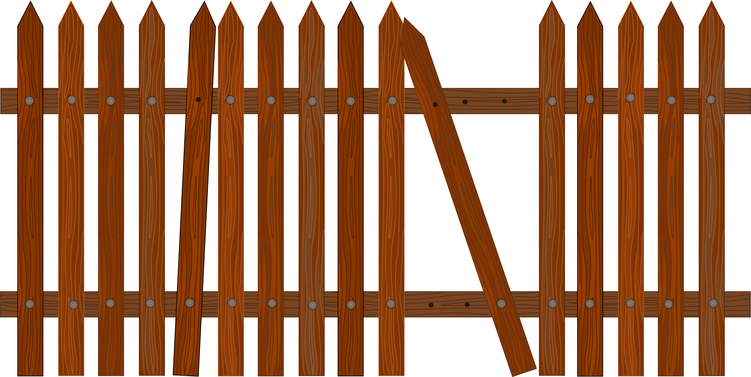 This Free Icons Png Design Of Broken Picket Fence (2400x1206), Png Download