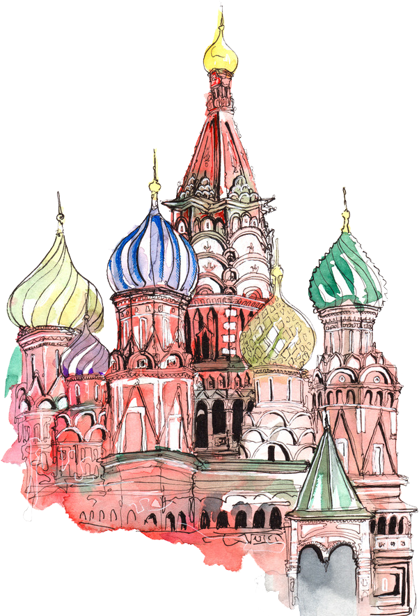 Image Black And White Stock Red Square Moscow Paper - Castle Watercolor Png (745x1024), Png Download