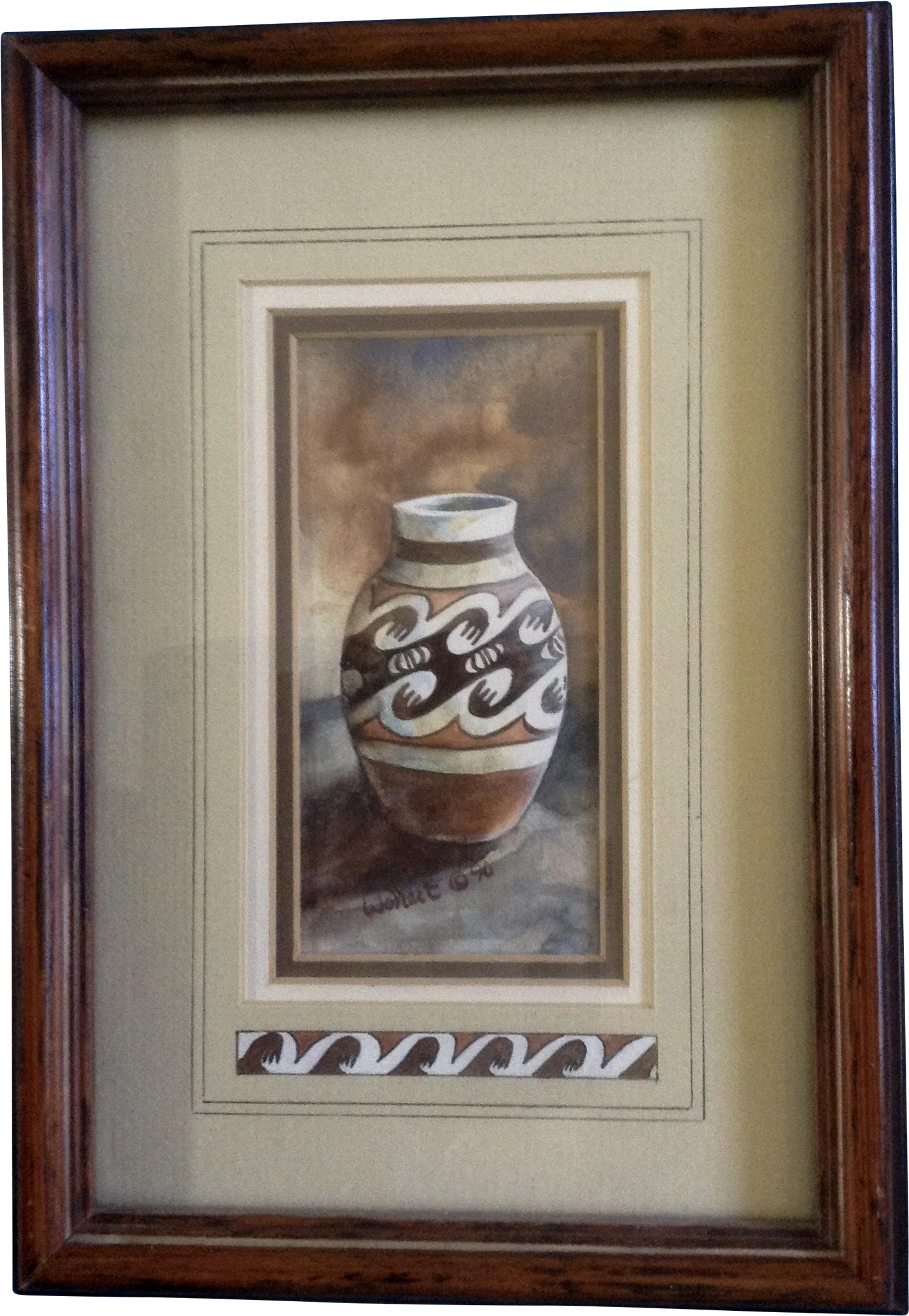 Wollert, Watercolor Painting, Southwestern Indian Vase, - Picture Frame (2048x2048), Png Download