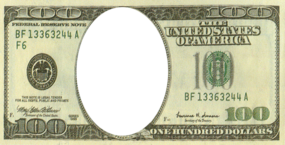 Share This Image - 100 Dollar Bill With No Face (1000x509), Png Download