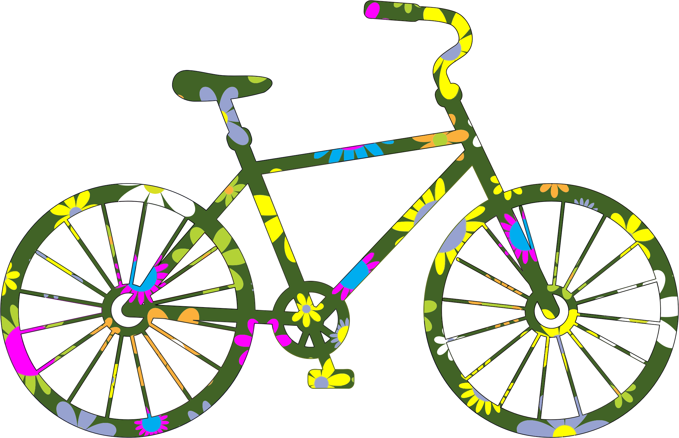 This Free Icons Png Design Of Retro Floral Bicycle (2290x1480), Png Download