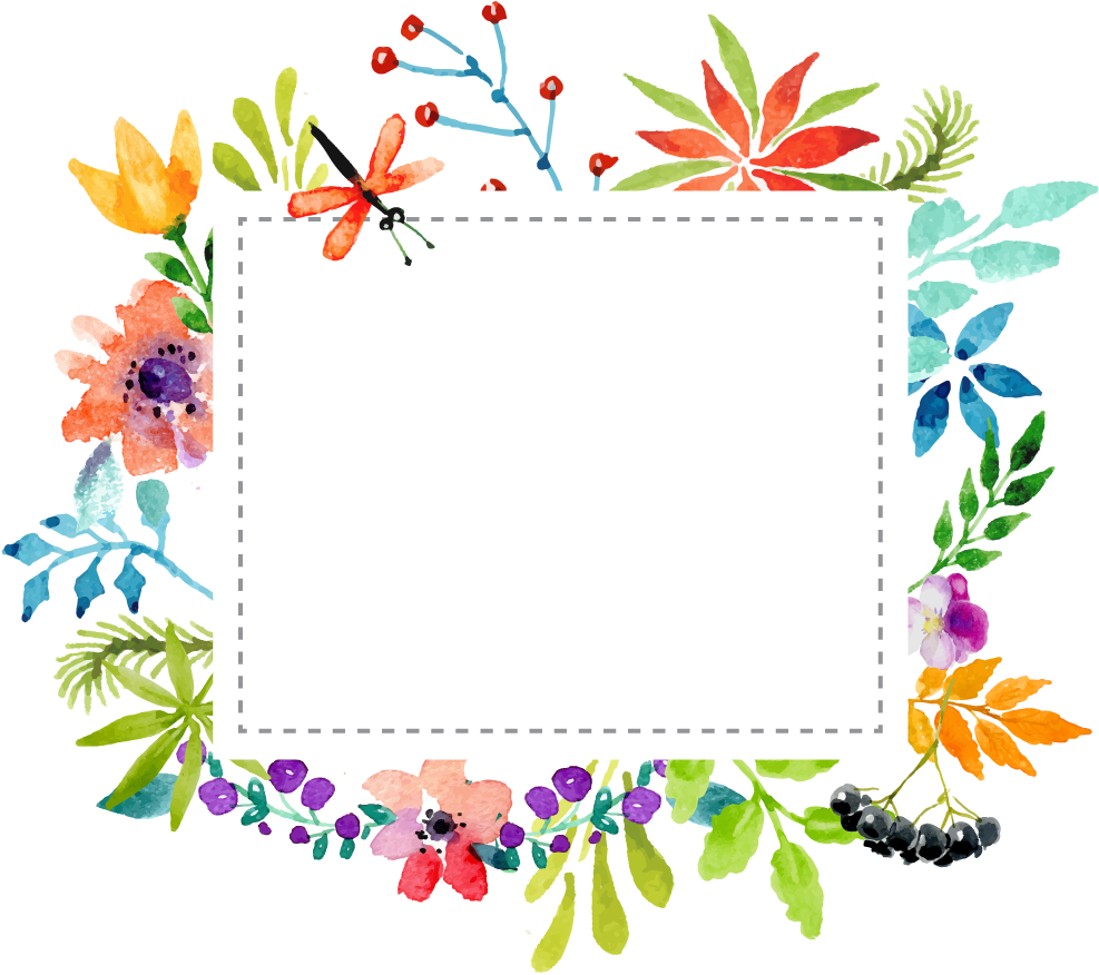 Watercolor Flowers Border Vector Material 1324*1104 - Watercolor Painting (1324x1104), Png Download
