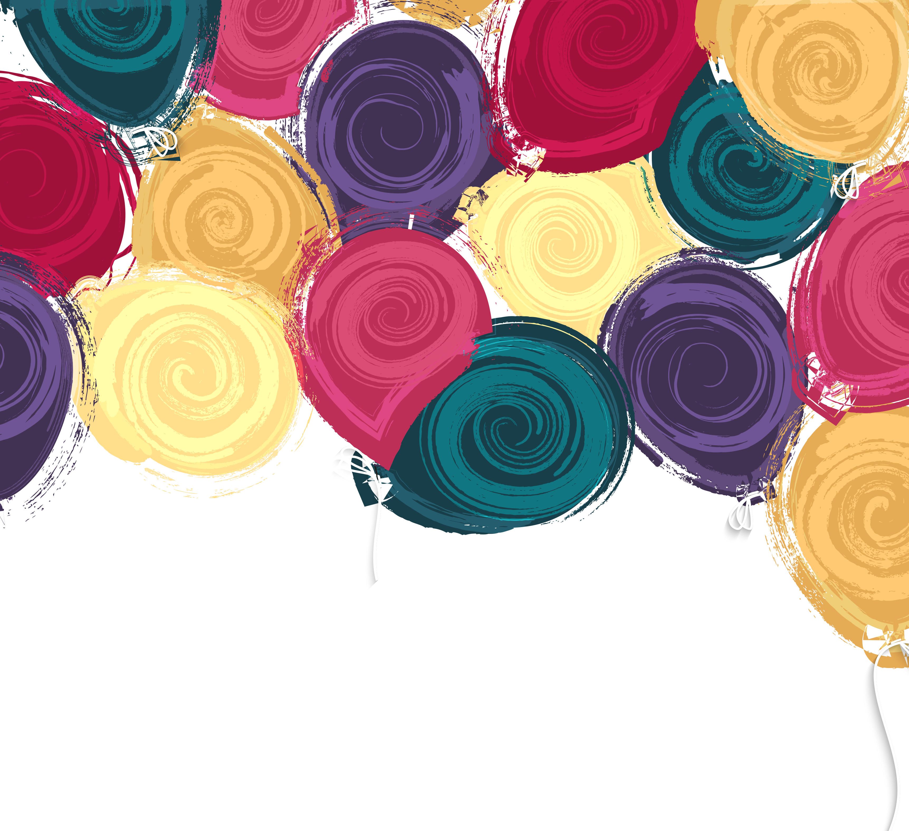 Hand Drawn Cartoon Watercolor Rose Flower Decoration - Happy Birthday Background (3446x3150), Png Download