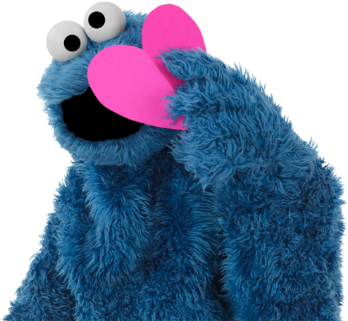 Cookie Monster, Heart, And Monster Image - Cookie Monster With Heart (500x459), Png Download