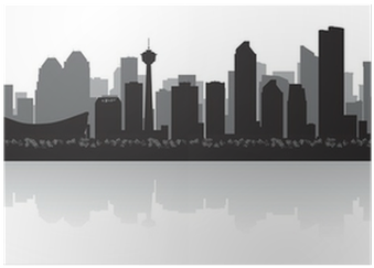 Calgary Canada City Skyline Vector Silhouette Poster - Calgary City Skyline Vector (400x400), Png Download