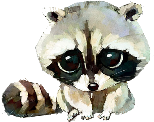 Raccoon Cat Dog Watercolor Painting Drawing - Cute Watercolor Animals (510x700), Png Download