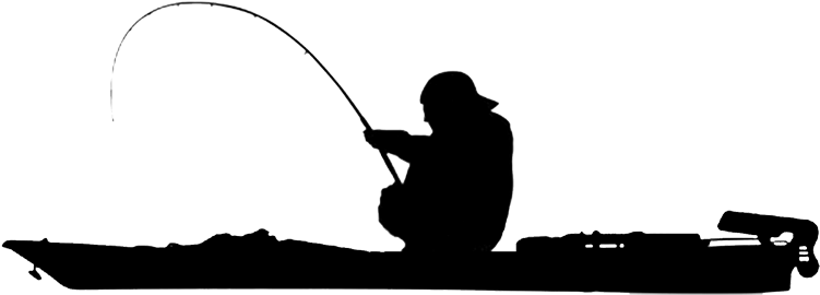 Fishing Silhouette Png - Kayak Fishing Clip Art Free (750x278), Png Download