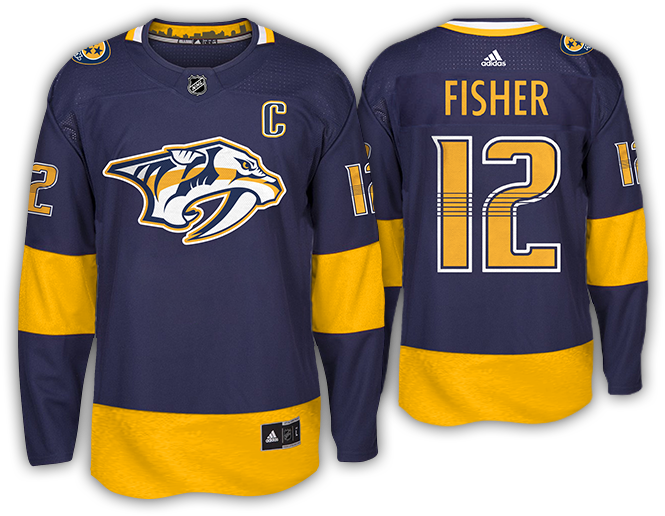 Silhouette Of Nashville's Skyline - Nashville Predators Adidas Alt Jersey (750x540), Png Download