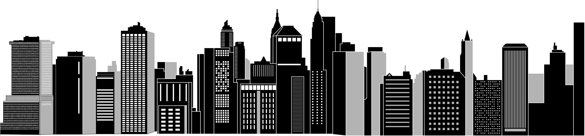 City Black And White Png (2280x532), Png Download