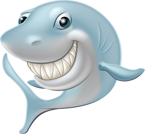 Cartoon Sea Animals, Cartoon Fish, Shark Party, - Great White Shark Character (500x463), Png Download