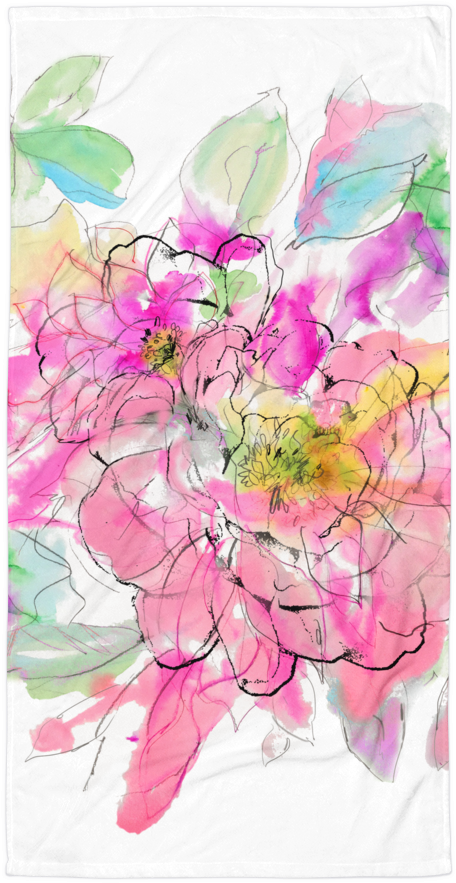 Watercolor Peony Towel - Watercolor Painting (1000x1000), Png Download