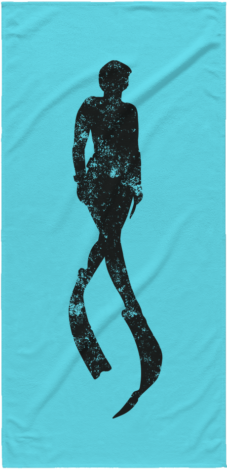 Freediver Silhouette Beach Towel - Silhouette Of A Free Diver (500x500), Png Download