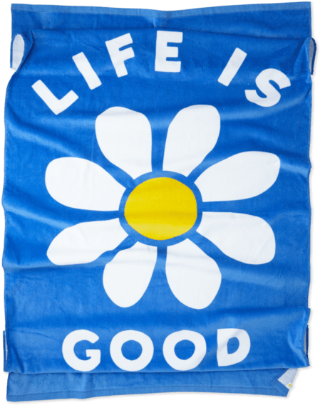Daisy Beach Towel - Life Is Good. Beach Towel Lig Daisy, Tile Blue (570x570), Png Download
