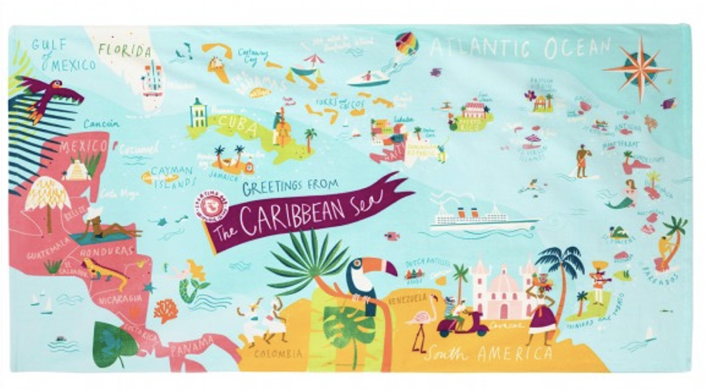 Destination Map Beach Towel - Beach (1000x1500), Png Download
