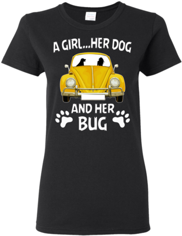 A Girl Her Dog And Her Bug Volkswagen Beetle T-shirt - My Boyfriend Is A Steelers Fan (480x480), Png Download