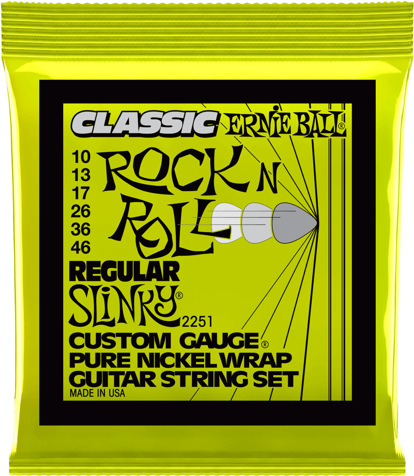 Regular Slinky Classic Rock N Roll Pure Nickel Wrap - Ernie Ball 2251 Classic Pure Nickel Regular Slinky (1000x1000), Png Download
