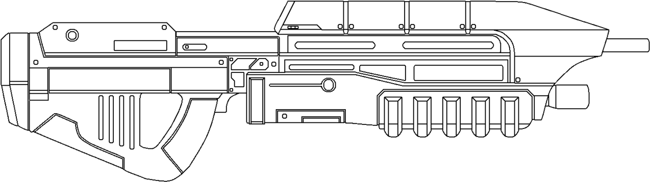 Halo Assault Rifle Drawing - Assault Rifle (1280x364), Png Download