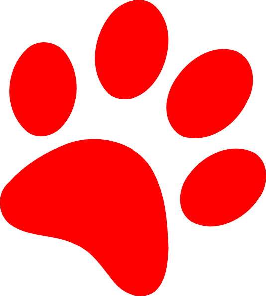 Free Download Wildcat Dog Paw Clip Art - Red Dog Paw Print (534x595), Png Download