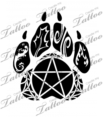 Elemental Clipart Paw Print - Tribal Wolf Paw Print Tattoo (400x400), Png Download