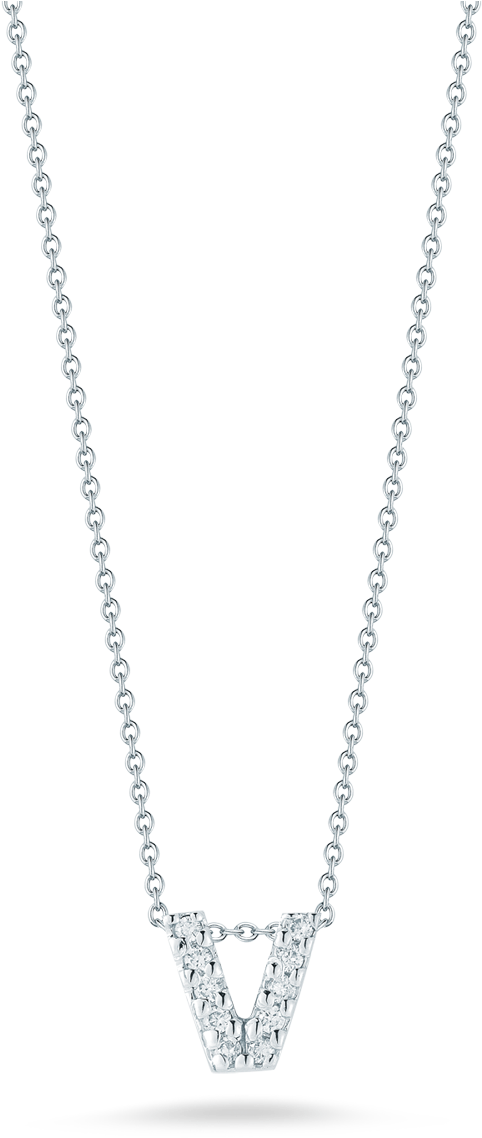 Roberto Coin Tiny Treasures 18k White Gold Love - Letter B Diamond Necklace (1600x1600), Png Download