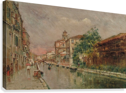 Canale Veneziano Sotto La Pioggia Canvas Print - Venetian Canal Under The Rain (429x319), Png Download