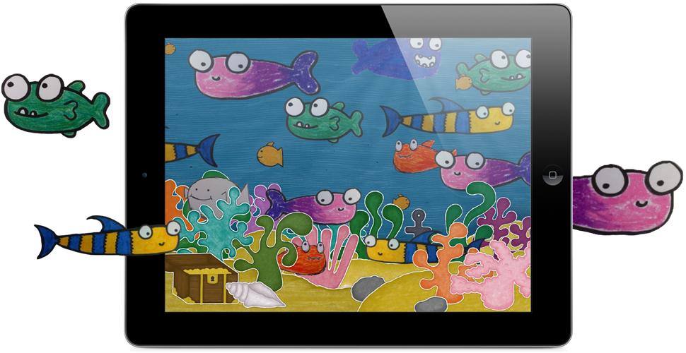 Squiggle Fish - Ipad Clipart For Kids (970x500), Png Download