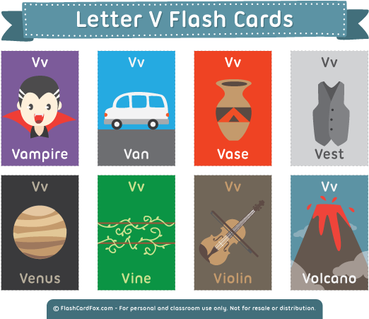 Description - Flash Cards Letter V (600x464), Png Download