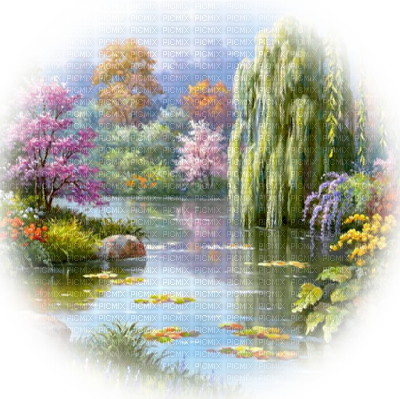 Paysage Printemps Landscape Lake - Tubes Png Paysage Printemps (400x399), Png Download