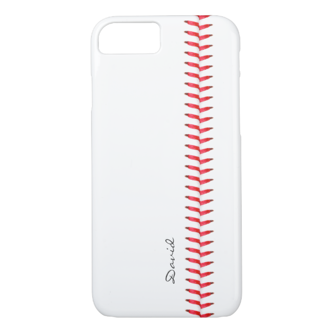 Sport Theme Baseball Stitching Custom Name Iphone 7 - Iphone (650x650), Png Download