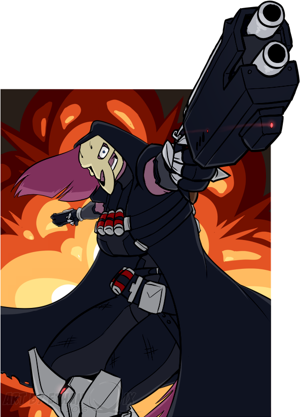 Ethanqix, Explosion, Gun, Overwatch, Pinkamena Diane - Reaper Overwatch Mlp (650x853), Png Download