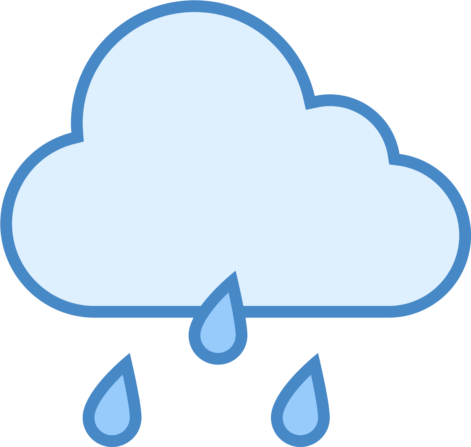 This Is A Drawing Of A Rain Cloud That Is Flat On The - Icon (1600x1600), Png Download