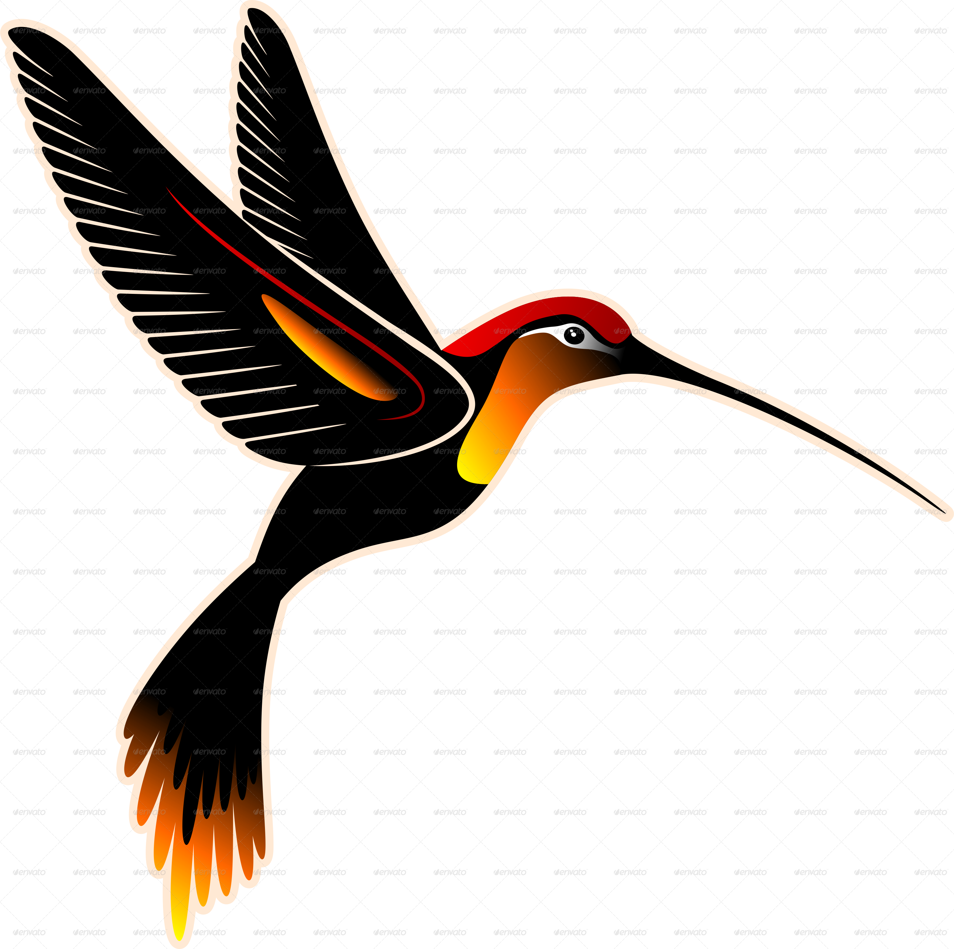 Birds Vector Hummingbird - Vector Art Batik Png (3143x3126), Png Download
