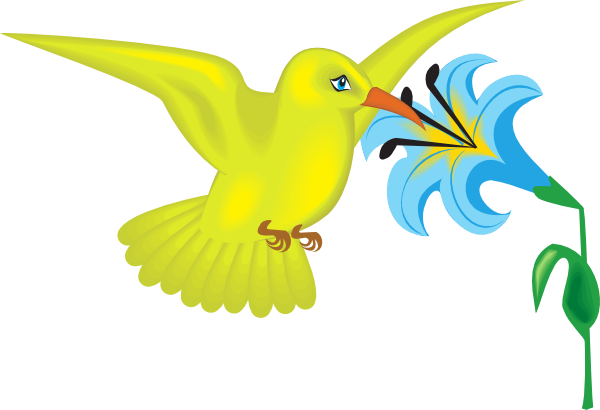 Original Png Clip Art File Yellow Hummingbird With (600x410), Png Download