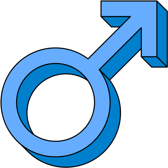 Mars Male Symbol Pseudo 3d Blue - Male Symbol (600x600), Png Download