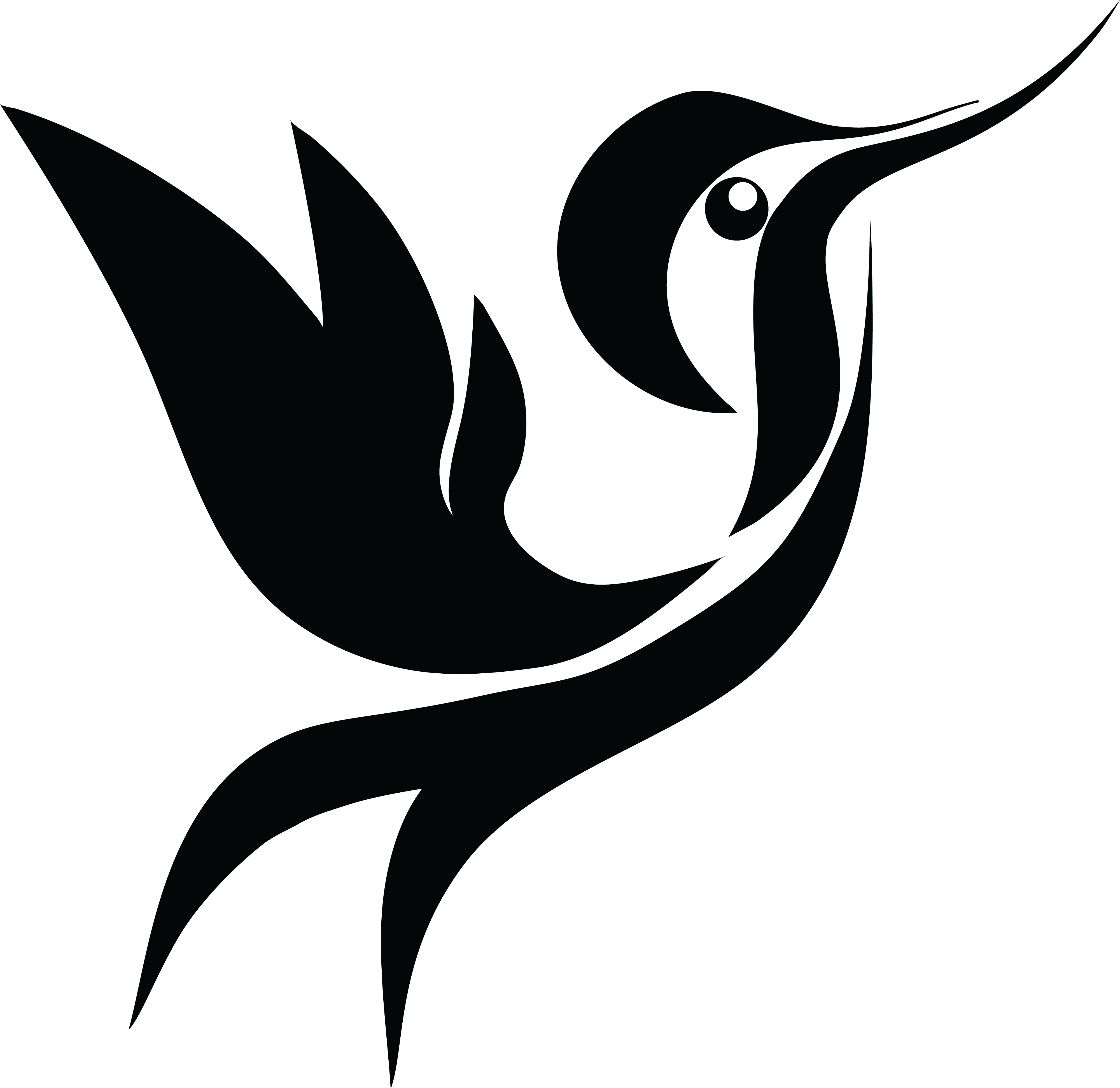 Free Clipart - Hummingbird Clipart Black And White (4000x3886), Png Download