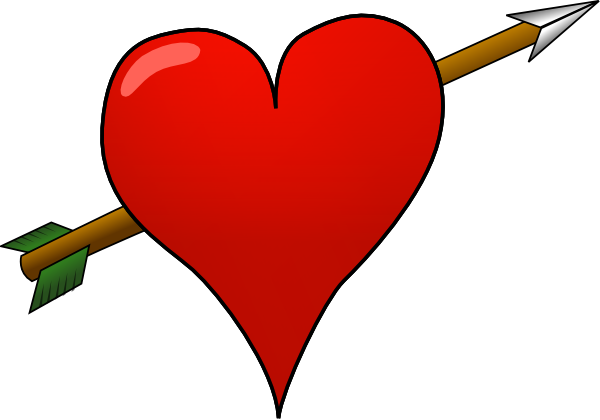 Heart Arrow Clip Art Free Vector 4vector - Bow And Arrow Heart (600x420), Png Download
