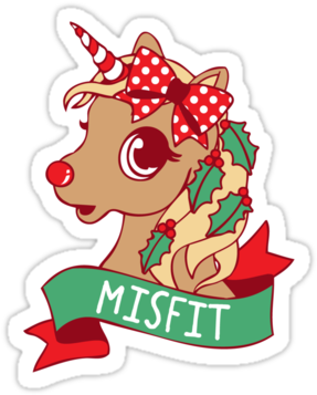Christmas Unicorn Png Misfit Rudolph Unicorn Sticker - Unicorn Reindeer (375x360), Png Download