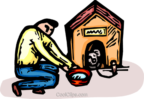 Man With A Dog And A Doghouse Royalty Free Vector Clip - Clip Art (480x329), Png Download