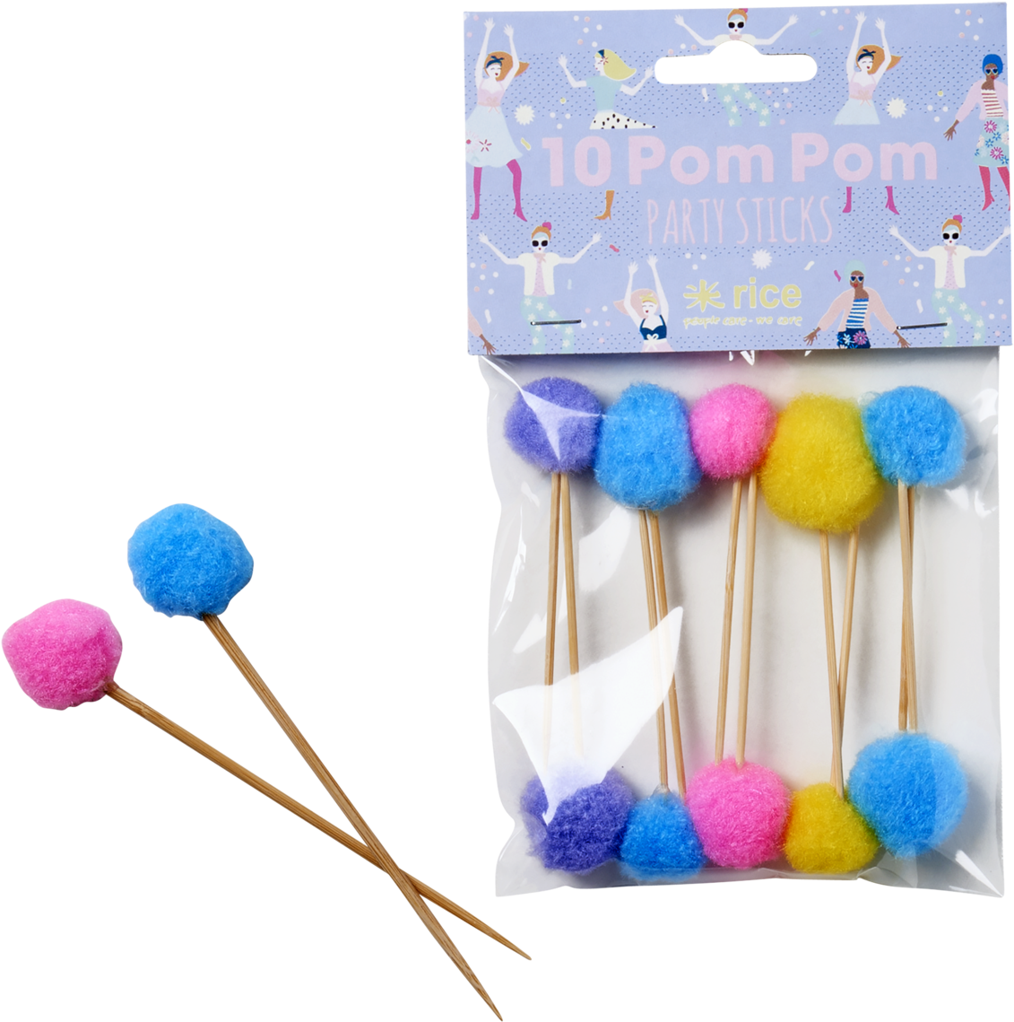 Rice Party-sticks Pompom , Mehrfarbig, 7cm (2000x2000), Png Download