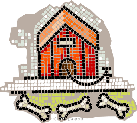 Dog House With Bones Royalty Free Vector Clip Art Illustration - Illustration (480x431), Png Download