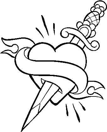 Heart And Poignard Tattoo Coloring Page - Dibujos Para Dibujar De Corazones (600x470), Png Download