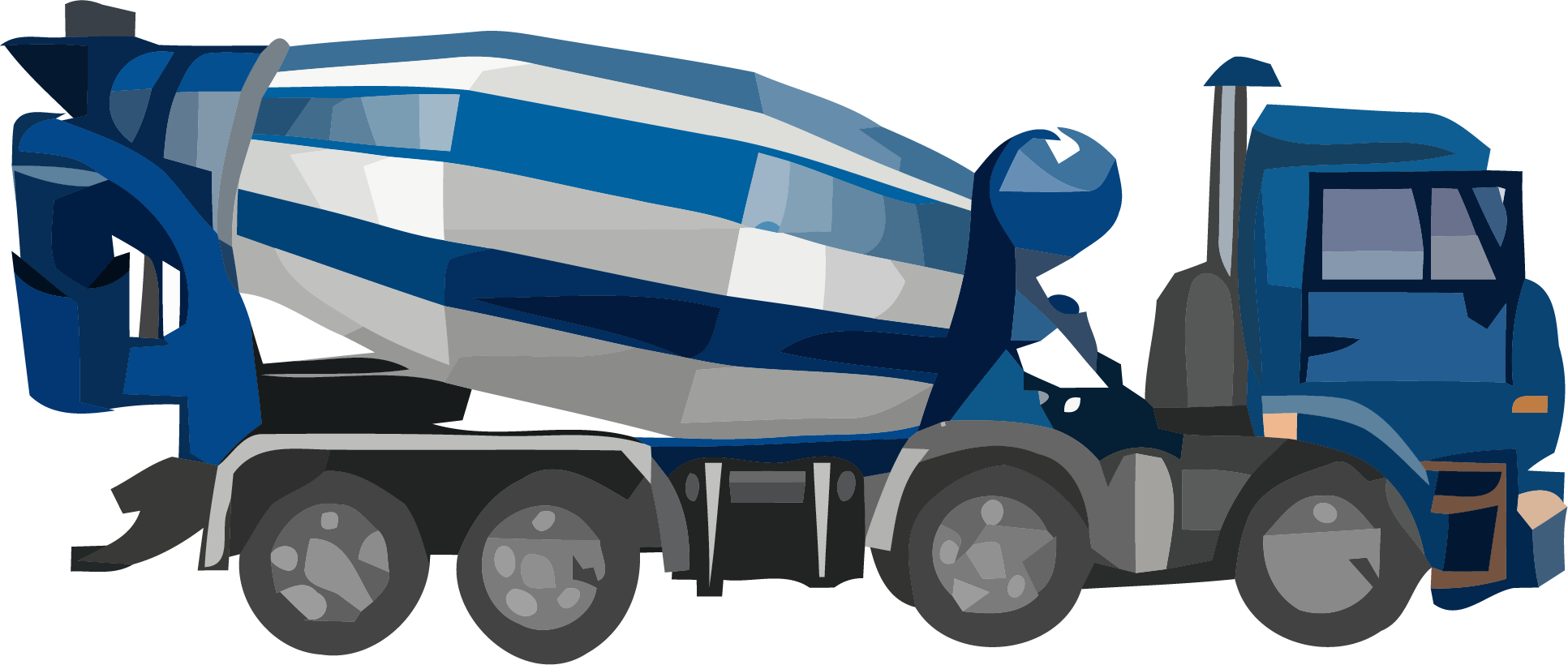 Cement Truck Basic Blue Clipart Png - Clip Art (1933x820), Png Download