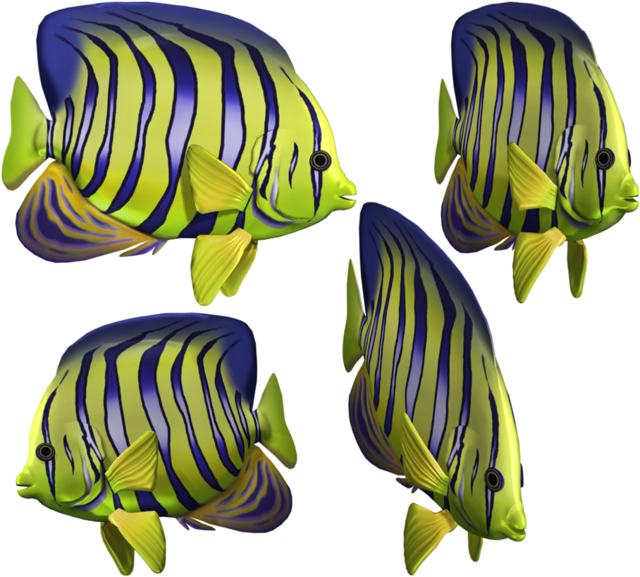 Angelfish Clipart Green Fish - Fish In The Sea Png (949x841), Png Download
