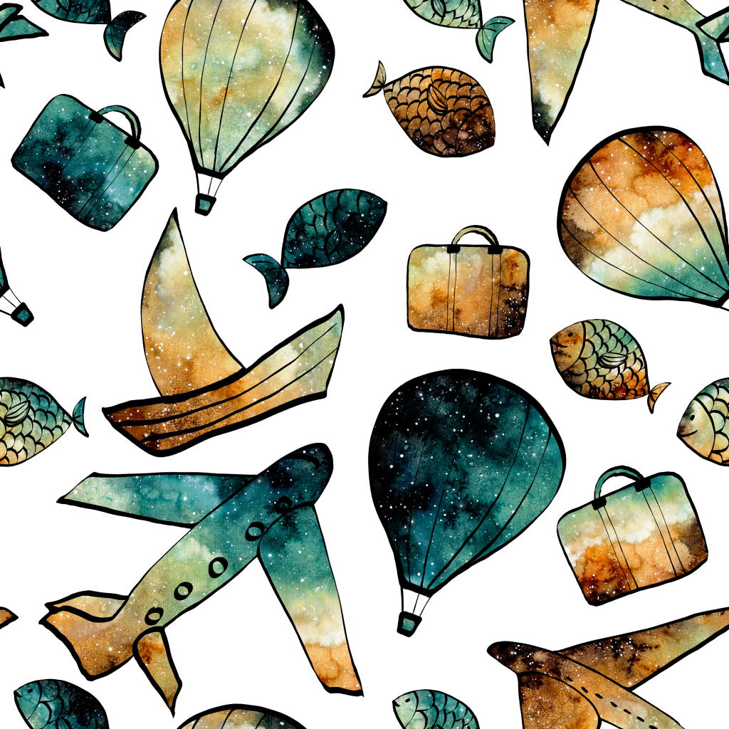 Hand Painted Earthy Small Fish Png Background - Illustration (1024x1024), Png Download