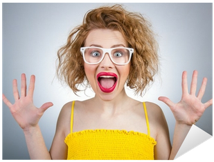 Happy Surprised Woman Screaming With Open Hands Sticker - Woman's Hand Surprised (400x400), Png Download